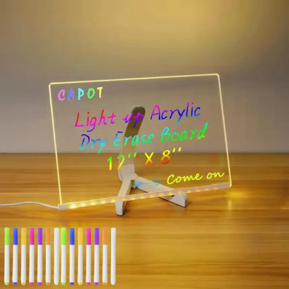 Led Message Board 3D Acrylic Writing Board Diy 3D Rewritable Message Pad Writing Pad With Light