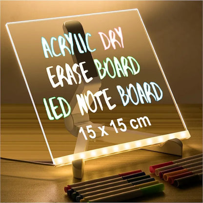 Led Message Board 3D Acrylic Writing Board Diy 3D Rewritable Message Pad Writing Pad With Light